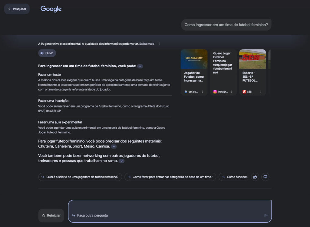 Busca do Google lança resultados com IA generativa no Brasil